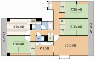 日商岩井鴨池シーサイドマンション1号棟306号【3階】の間取り