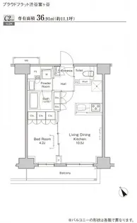 プラウドフラット渋谷富ヶ谷【7階】の間取り