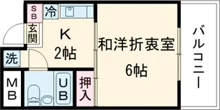ハイツタナカ【 ベランダ有り 屋根付き 床有り 】【2階】の間取り