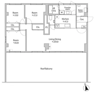 麻布三生マンション【6階】の間取り