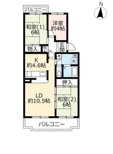UR鶴山台【5階】の間取り