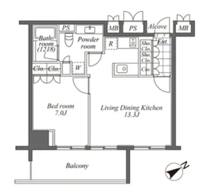 オーパスレジデンス恵比寿【2階】の間取り