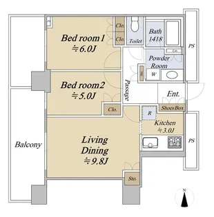 レジデンス梅田ローレルタワー【13階】の間取り