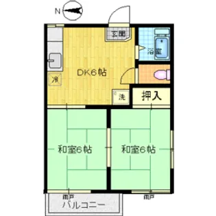 サニーハイツC【1階】の間取り