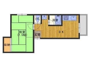フリーディオ御堂【1階】の間取り