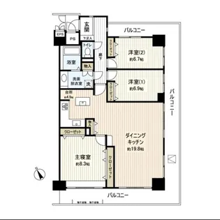 ロイヤルパレス台原森林公園【6階】の間取り