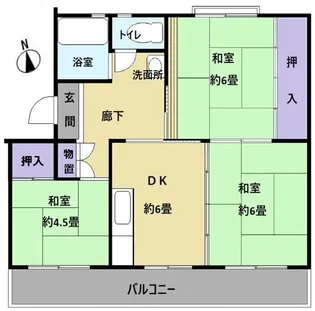 南大和団地 13号棟【2階】の間取り