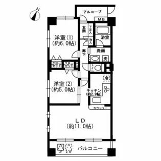 レジディア根岸【4階】の間取り