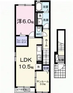 塩川アパート 一期【2階】の間取り