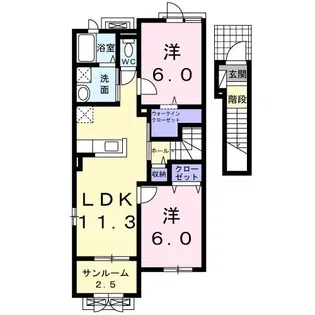 エーヴィヒ・ヴォール B【2階】の間取り