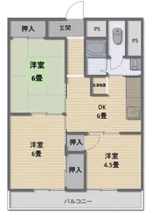 ダイヤフレア西片貝【6階】の間取り