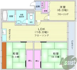 クレスト高松弐番館【4階】の間取り