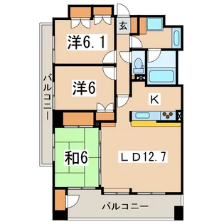 サンデュエル会津中央【12階】の間取り