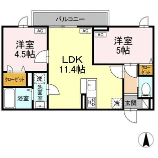 セレスティア栗原【3階】の間取り