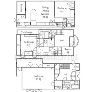 神奈川県横浜市中区山手町【一戸建】の間取り