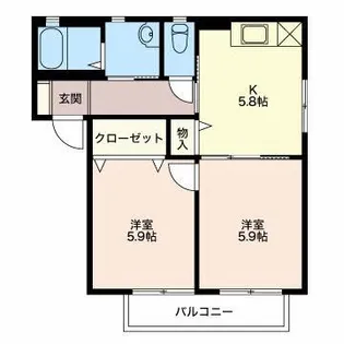 富貴原ハイツ C【1階】の間取り