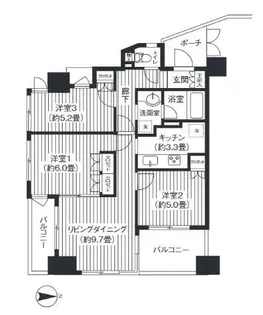 東京都港区白金3【マンション】の間取り