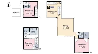 ガーデンコート成城 UNITED CUBES【1階】の間取り