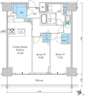 ロイヤルパークスER万代【13階】の間取り