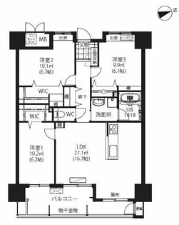ニューガイア西熊本駅前【5階】の間取り