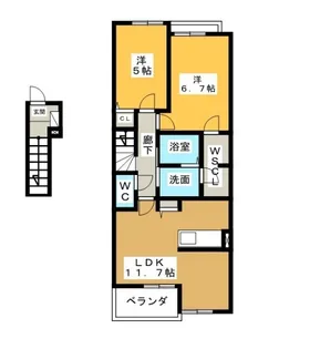 レジデンス・モッポIII【2階】の間取り