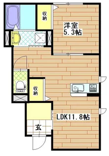 ルトゥール花春【1階】の間取り