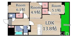 ジャルディーノ関目【4階】の間取り