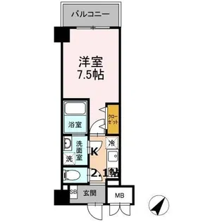 TRE LUCE横濱関内【6階】の間取り