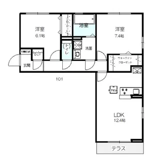 D-room木ノ下II【1階】の間取り