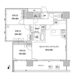 パークハビオ渋谷本町レジデンス【10階】の間取り