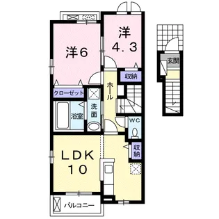 プラシードカーサB【2階】の間取り