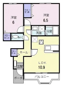 ラフレシールウエスト【1階】の間取り