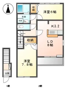 岐阜県羽島郡岐南町下印食5【アパート】の間取り