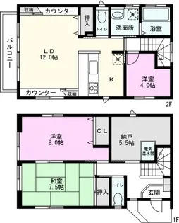 千葉県流山市大字西平井【一戸建】の間取り