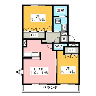 アリエス 不二【2階】の間取り