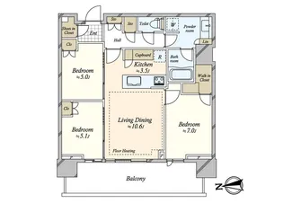 HARUMI FLAG SUN VILLAGE T棟【32階】の間取り