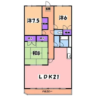 グランドォール宇都宮【5階】の間取り