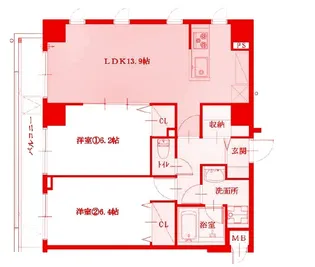 ヒルサイドヴィラ東戸塚テラス【2階】の間取り