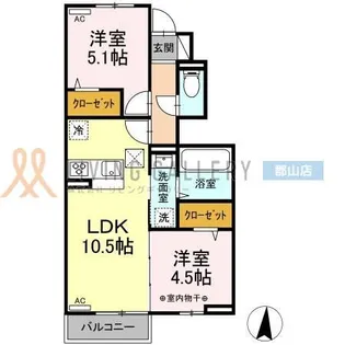 福島県郡山市久留米5【アパート】の間取り