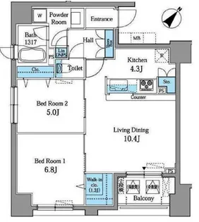 レジデンス横濱リバーサイド【12階】の間取り