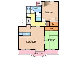 USハイツ【3階】の間取り