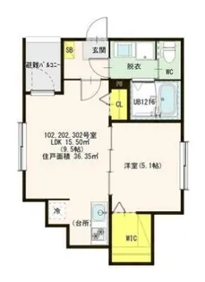 エルピス庄内通【3階】の間取り