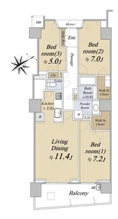 京急シティ上永谷L-ウィング【8階】の間取り
