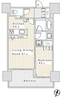 クラッシィスイート赤坂【6階】の間取り