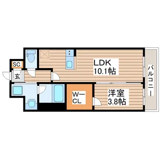 レジディア仙台北四番丁プレイス【4階】の間取り