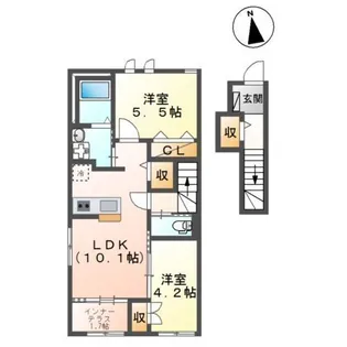 ROUTE 4 TERRACE(ルートフォーテラス)【2階】の間取り