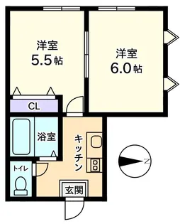 信開セルーラ山代温泉南II【2階】の間取り
