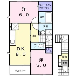グリーンウィローB【2階】の間取り
