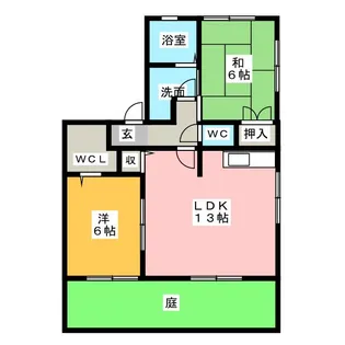 ハイカムール岡【1階】の間取り