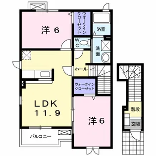 プレパルク南平野B【2階】の間取り